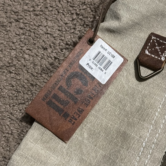 NWT-Shabby Chic Cloth Exterior Patchwork Crossbody Bag-Tan/Olive-Brown Trim - Picture 3 of 16